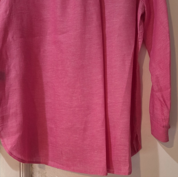 Women's J.McLaughlin Pink Britt Linen Long Sleeve Blouse, Size L - Picture 12 of 14